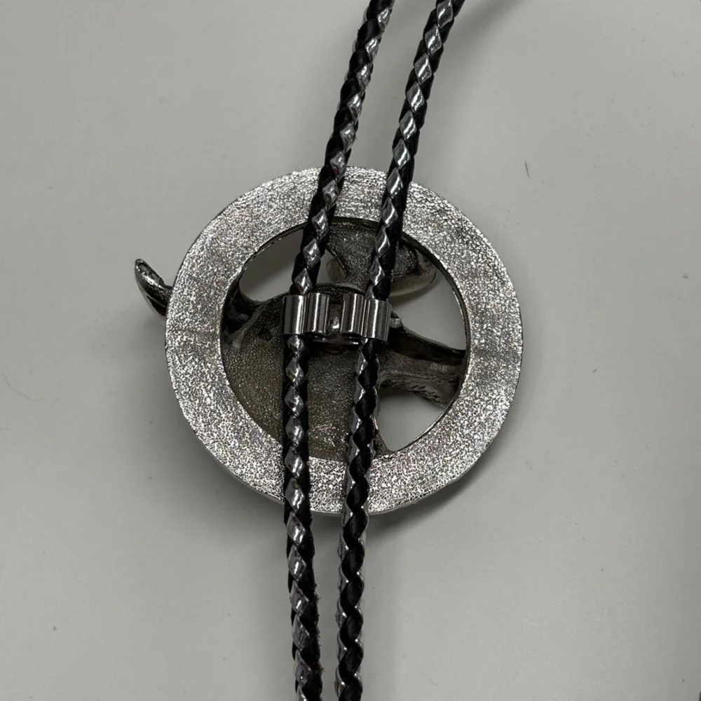 (2) PAP Loyal Order of the Moose BOLO Ties Silver Accents Leather Cord 16